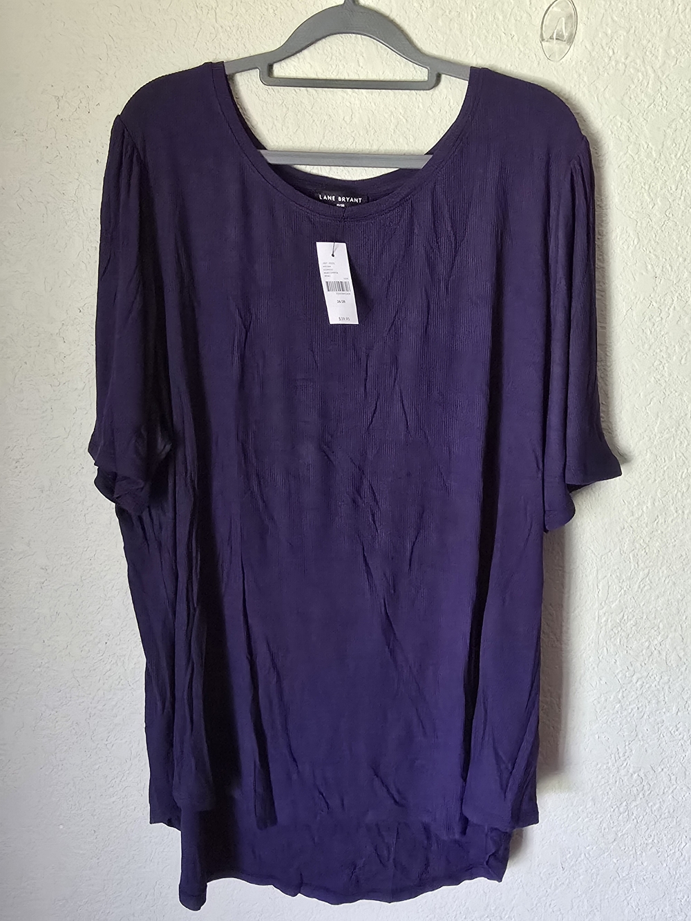 Lane Bryant Deep Purple Short Sleeve Scoop Neck Tunic